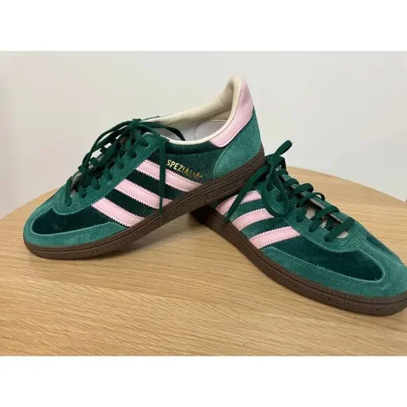 Adidas NWB Size 9.5 Handball Spezial Collegiate Green & Pink Velvet Kelly Dark - Picture 2 of 11